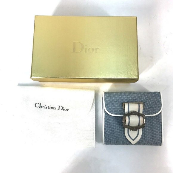 Dior Bicolor logo Double Snap Compact wallet Folded wallet Canvas/Leather blue - Picture 16 of 16